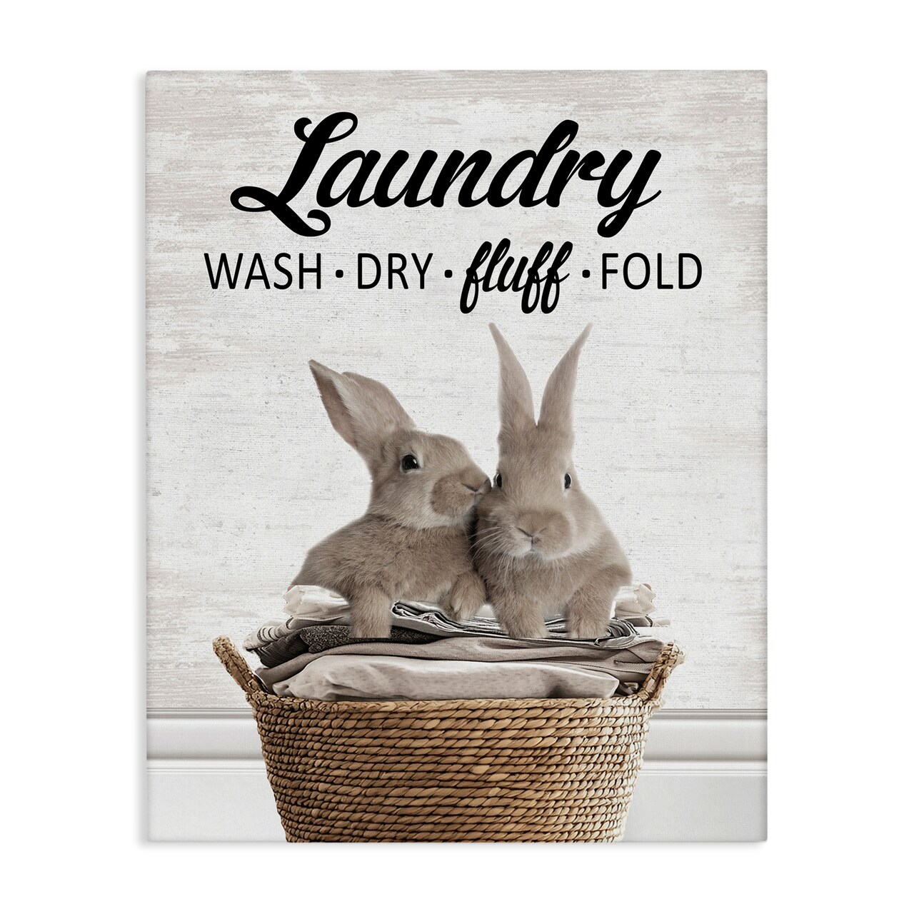 Stupell Industries Bunnies & Laundry Basket Canvas Design by Lettered and Lined